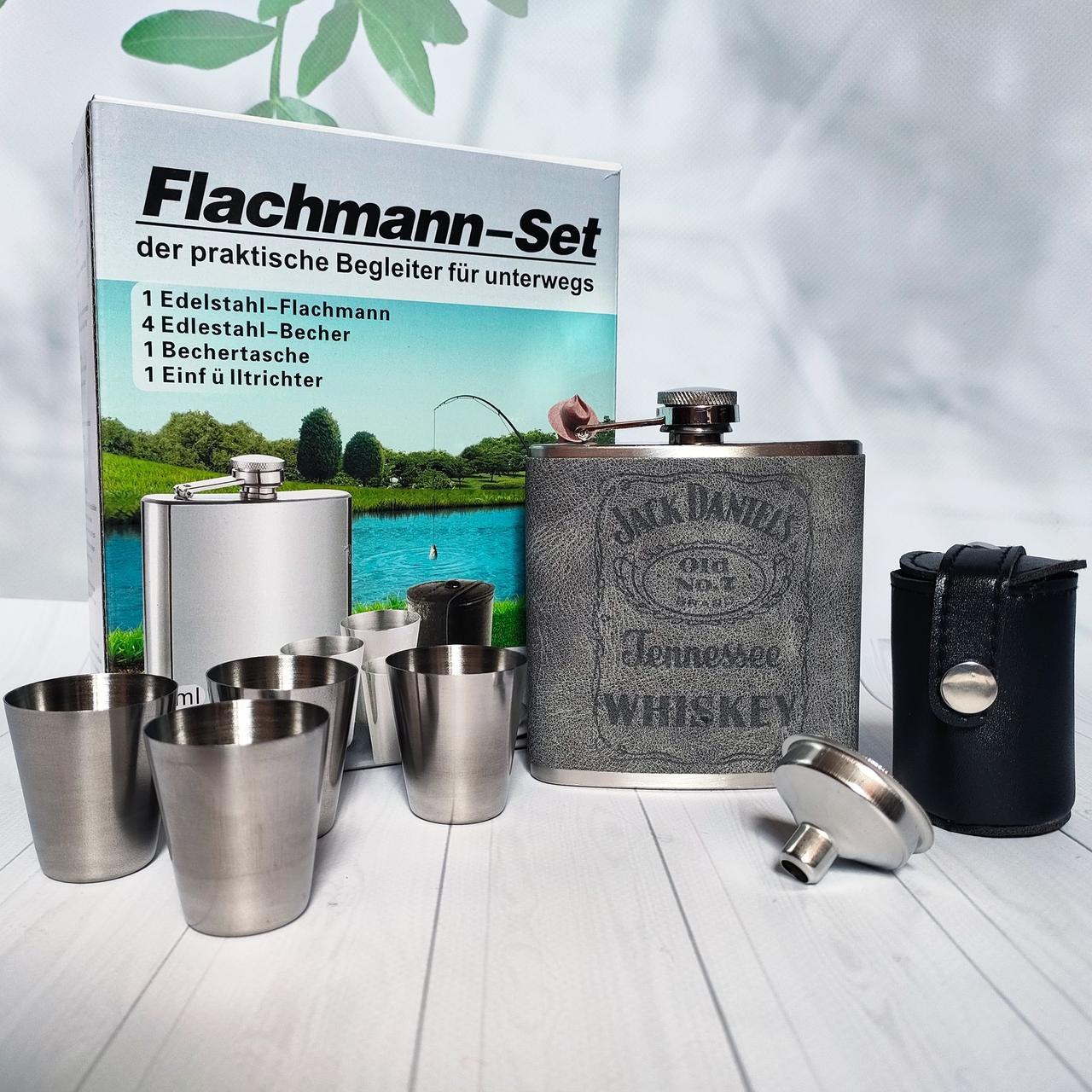 Подарунковий набір фляга  Jack Daniel’s з чарками, фото 1