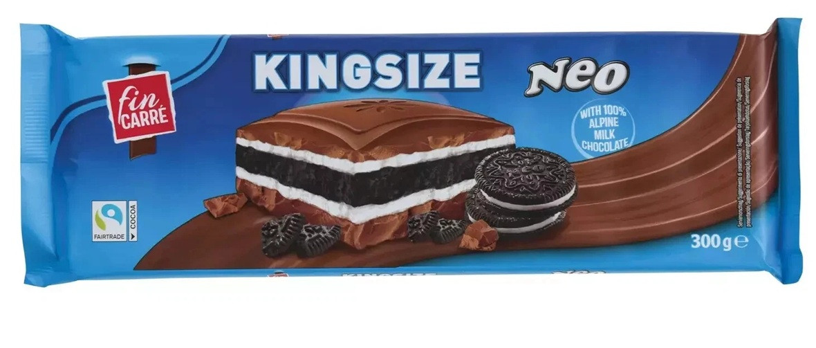 Шоколад Молочний з Молочною Начинкою та Шоколадним Печивом Fin Carre Milk Chocolate Kingsize Neo 300 г Німеччина, фото 1
