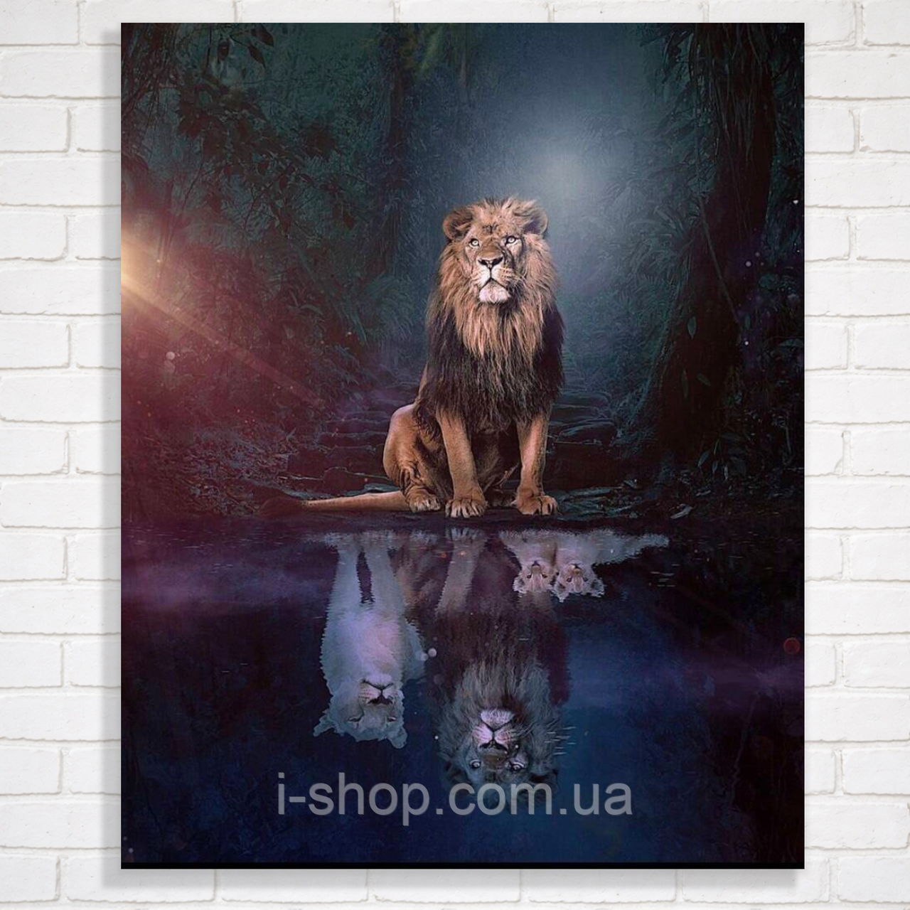 Алмазна мозаїка лев з рамкою 40x50 см картина король лев джунглів набір для дорослих Dreamtoys, фото 1