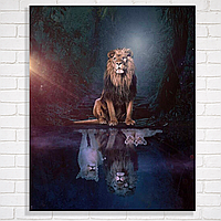 Алмазна мозаїка лев з рамкою 40x50 см картина король лев джунглів набір для дорослих Dreamtoys