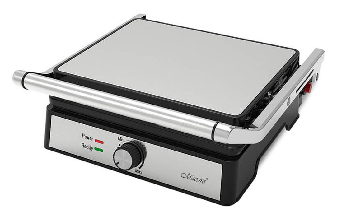 Гриль електричний контактний Maestro — 2000 Вт Притискний гриль для м'яса з антипригарним покриттям, фото 1