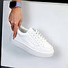Модні прошити білі кеди на платформі натуральна шкіра в асортименті, фото 6