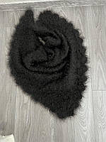 Тепла пухова хустина квадратна темно-сірого кольору 110*110 см ручна робота