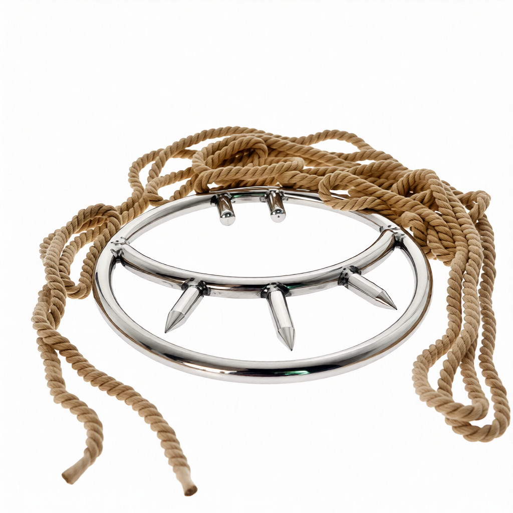 Фіксатор для бондажу підвісне кільце з шипами з нержавіючої сталі діаметром 20 см, фото 1