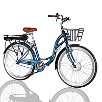 Велосипед з електроприводом 28" ST Dorozhnik eAQUAMARINE BH рама-19" 36B 13А*г 500Вт темно-синій з кошиком 2026