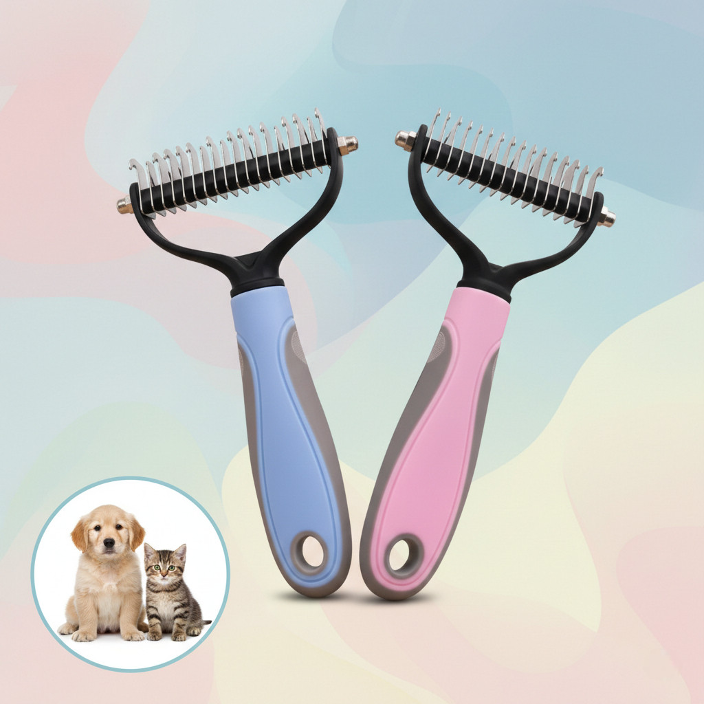 Двостороння щітка-колтуноріз для видалення вовни собак та котів, 17*6см, фото 1