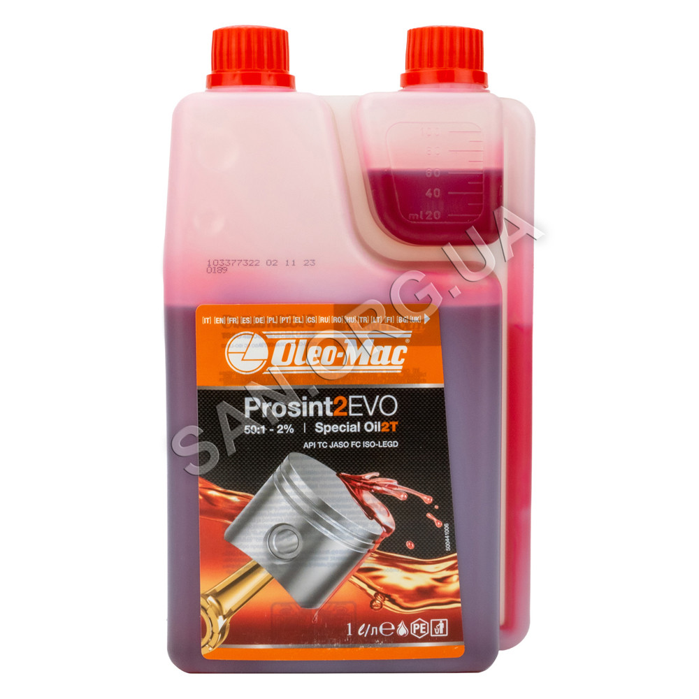 Олія для двотактних двигунів 2Т 1л. Oleo Mac Prosint 2EVO з Дозатором Оригінал, фото 1