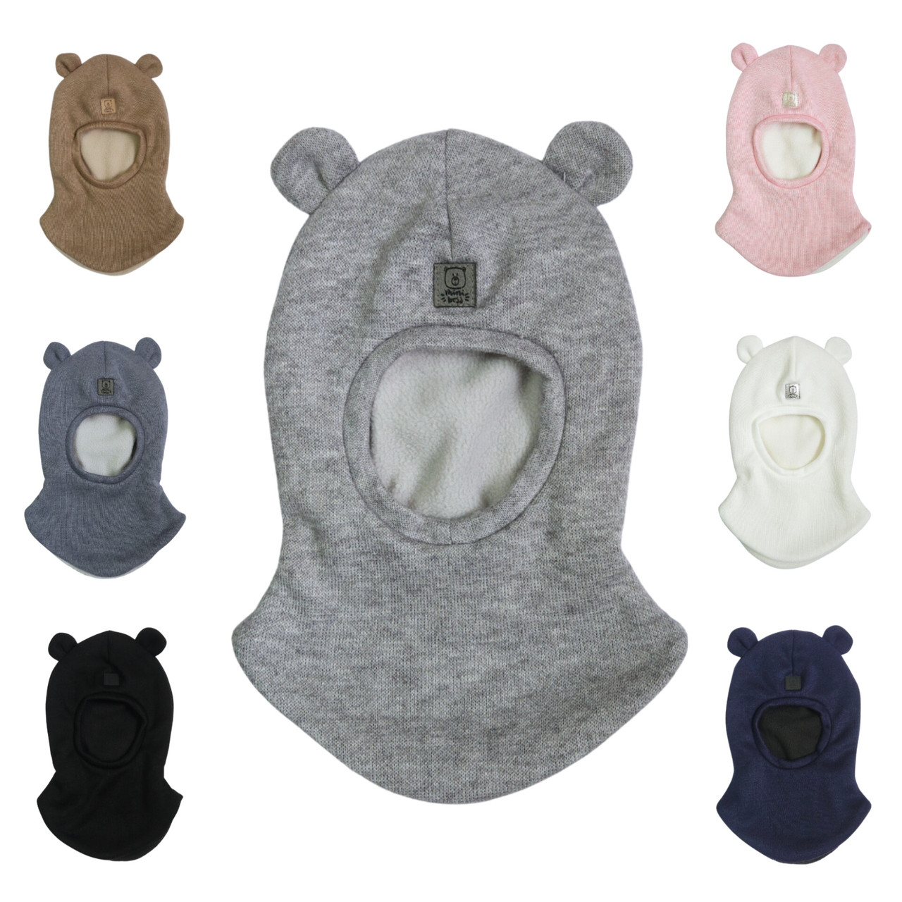 Дитяча шапка шолом балаклава з вушками на флісі демісезон зима розмір 48 для малюків 9 міс - 2 роки