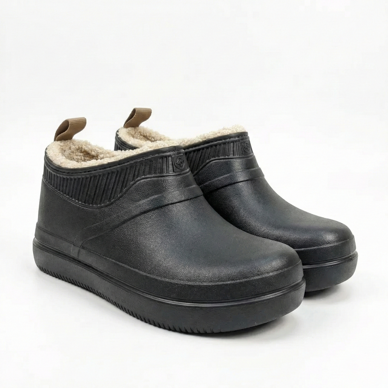 Жіночі галоші піна на хутрі Dago Style (37-41). Чорні зимові сабо, Утеплені гумові черевики, фото 1