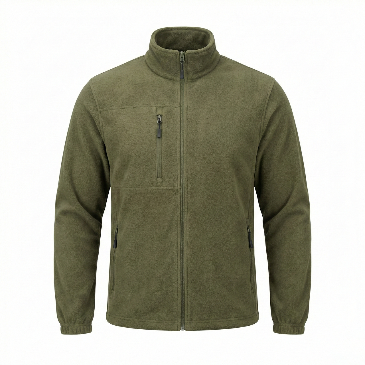 Чоловіча флісова кофта Хакі (Олива). Щільна зимова толстовка на блискавці з кишенями, фото 1