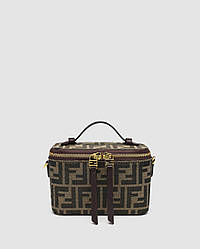 💎 Fendi Vanity Tobacco brown FF jacquard fabric mini-bag 16 x 11 x 8 см