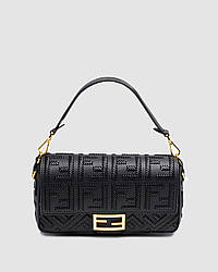 💎 Fendi Baguette With Macro Topstitches Black Leather