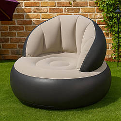 Надувне крісло для відпочинку 80×80×67см, до 100кг + насос / Велюрове кресло надувне / Крісло-груша