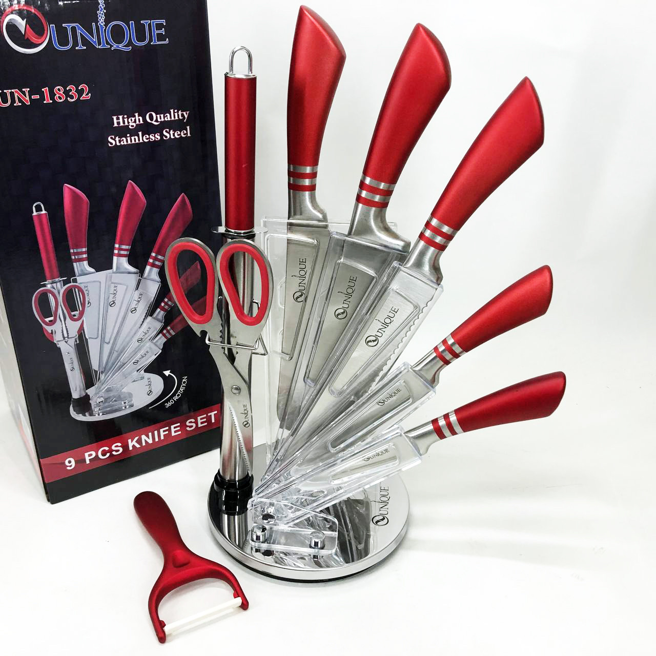 Набір ножів красивий та універсальний UNIQUE, Хороші кухонні ножі для побутового використання EL-63, фото 1