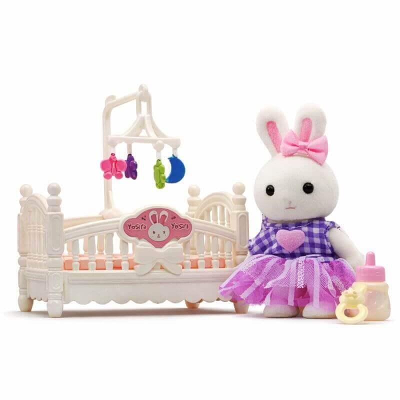 Ігровий набір By Dreamy флоксовий кролик з ліжечком та аксесуарами, арт. 6621-7, фото 1