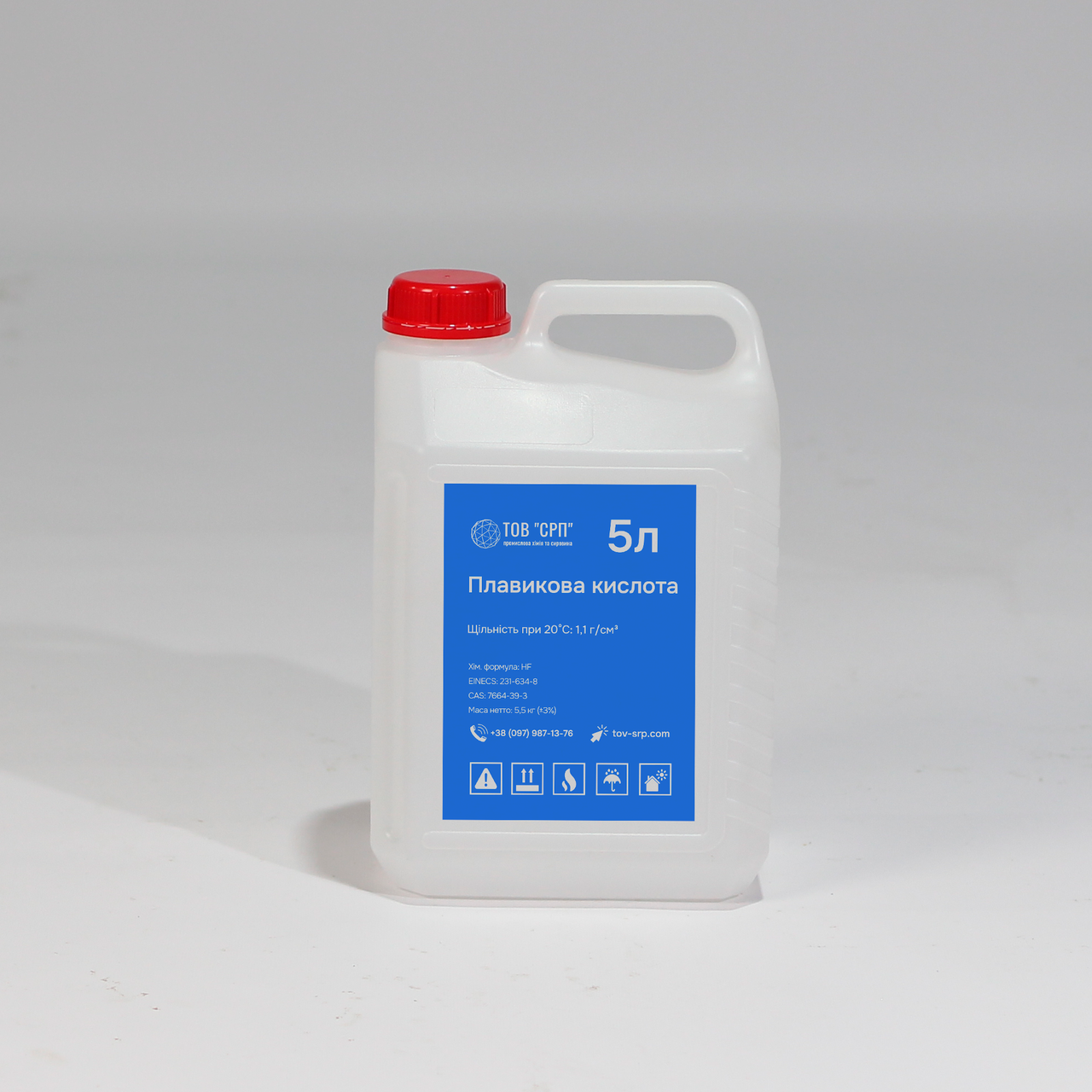 Плавикова кислота 40% (фтороводнева кислота, фтористоводнева кислота, гідрофторидна кислота) каністра 5л