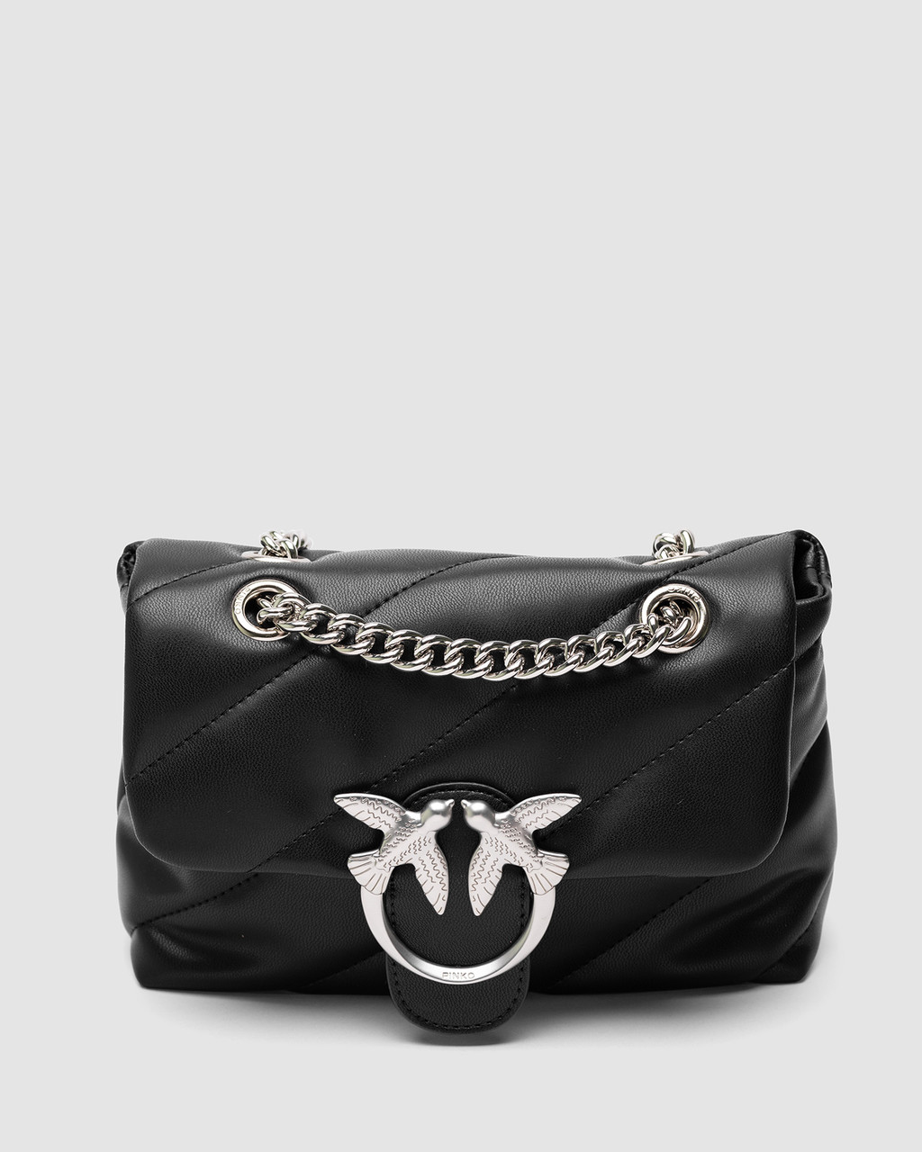 💎 Pinko Baby Love Bag Puff Maxi Quilt Black/Silver (нюанс) 22 х 15 х 8 см