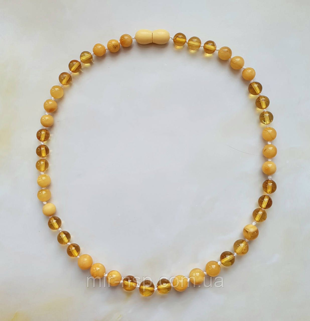 Намисто дитячі 36 см 100% натуральний цілісний природний бурштин куля 6-7 мм, фото 1