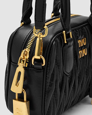 💎 Miu Miu Arcadie Matelassé Nappa Leather Bag Black 20 x 13 x 7 см, фото 2