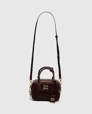 💎 Miu Miu Arcadie Matelassé Nappa Leather Bag Burgundy 20 x 13 x 7 см, фото 2