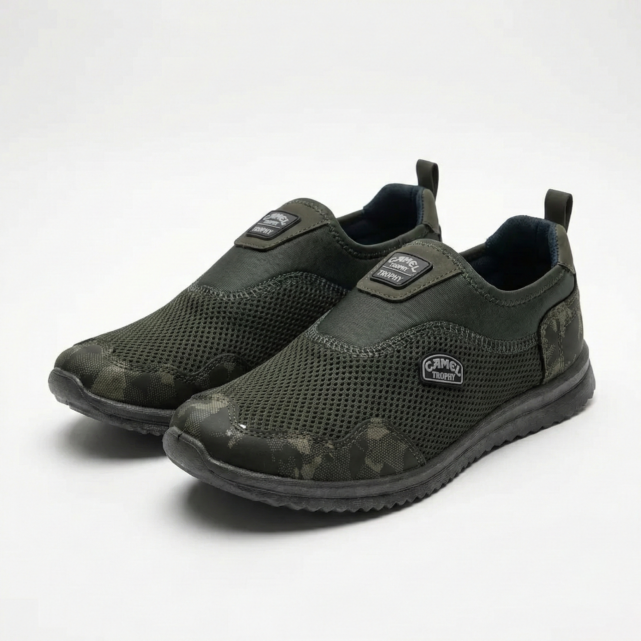 Чоловічі кросівки сітка хакі Camel. Літні мокасини сліпони (розміри 41-45), фото 1