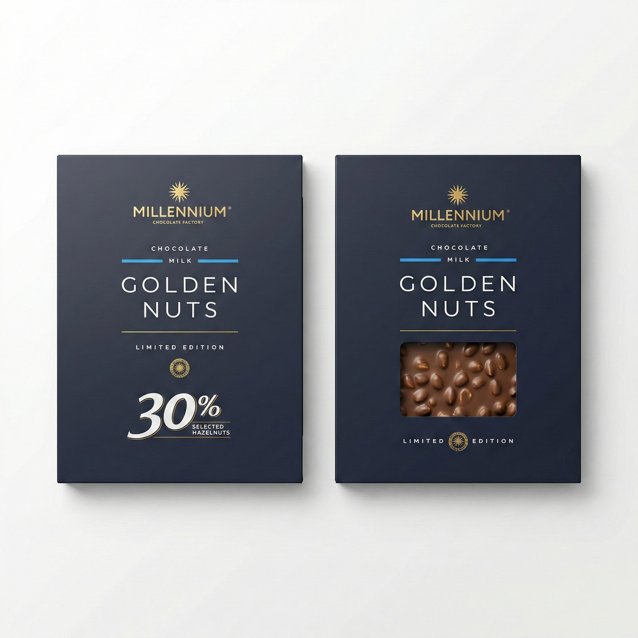 Шоколад молочний Millennium Golden Nuts з цілим фундуком 1,1 кг. Велика подарункова плитка (30% горіхів), фото 1
