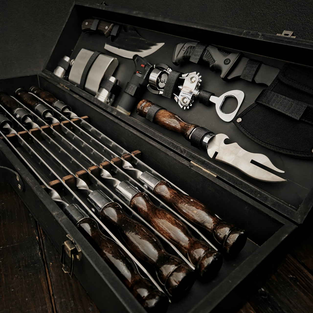 Набір шампурів у дерев'яному кейсі "Гуцул Brown", фото 1