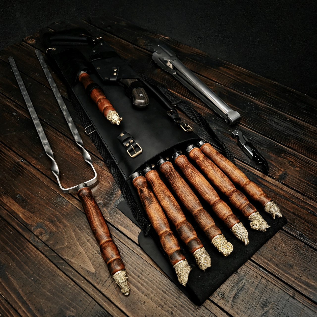 Набір шампурів у шкіряному чохлі «Фауна-2», фото 1