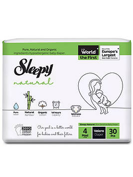 Підгузки дитячі Sleepy Natural maxi 4 (7-14 кг) 30 шт. натуральний склад