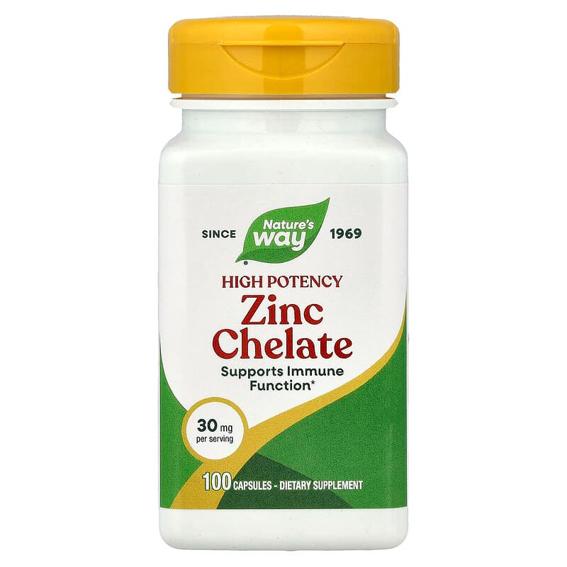 Хелатний цинк Nature's Way "Zinc Chelate" 30 мг (100 капсул), фото 1