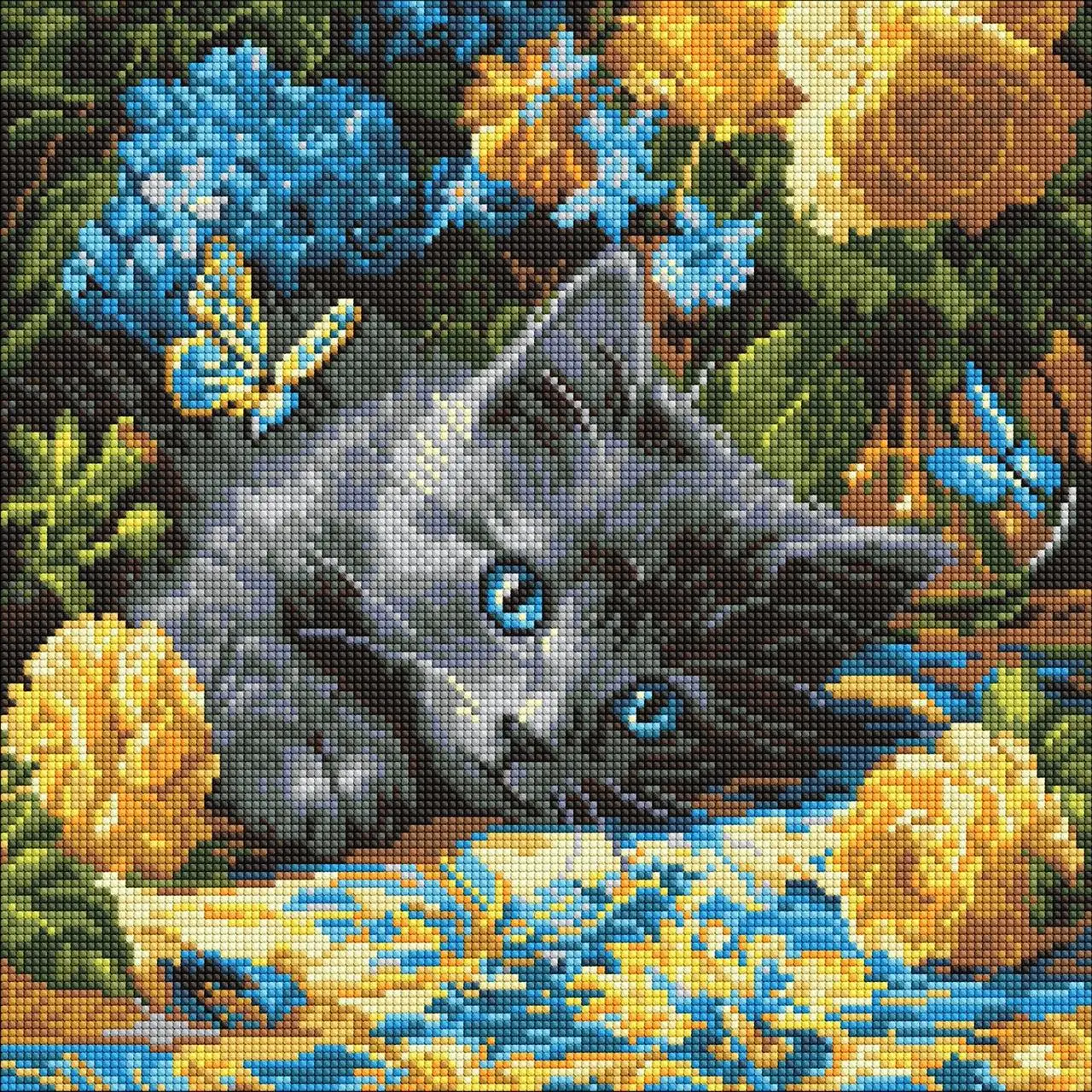 Набір з алмазною мозаїкою "Кошеня блакитнооке" 40х40см, фото 1