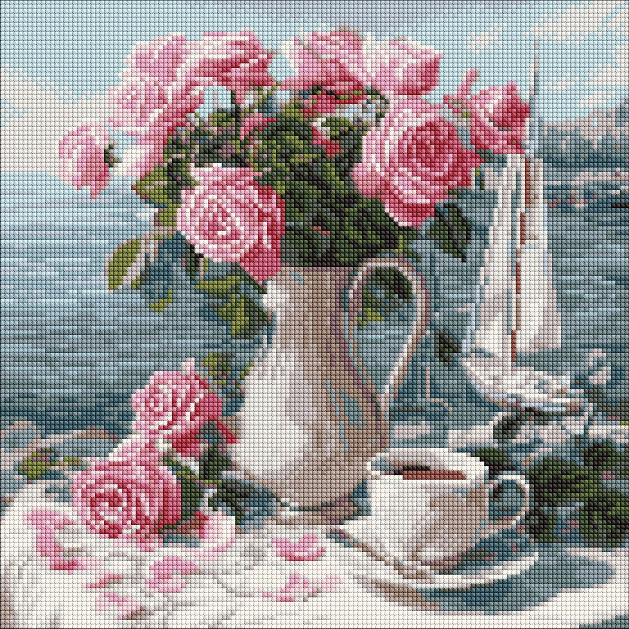 Набір з алмазною мозаїкою "Ранкові троянди" 40х40см, фото 1