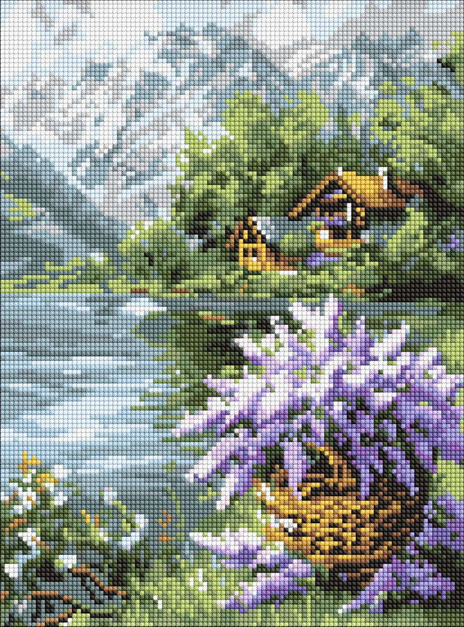 Набір з алмазною мозаїкою "Бузковий кошик" 30х40см, фото 1