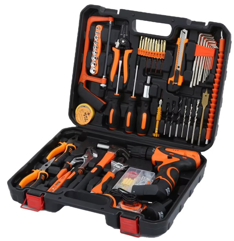 Великий набір інструментів 102 в 1 з акумуляторним шурупокрутом, у зручному кейсі, фото 1