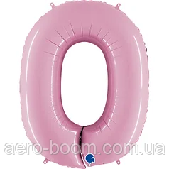 Фольгована цифра (100 см) Grabo 0 пастель рожева, фото 1