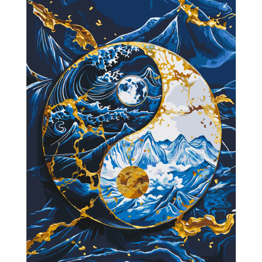 Картина за номерами Абстракція Інь Янь Origami 40х50см Origami LW3445 розмальовка з цифр, фото 1