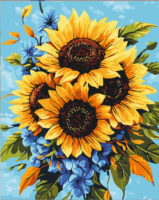 Картина за номерами Букет соняхів 40х50см Розфарбування по номерах на полотні Brusme BS54376, фото 1