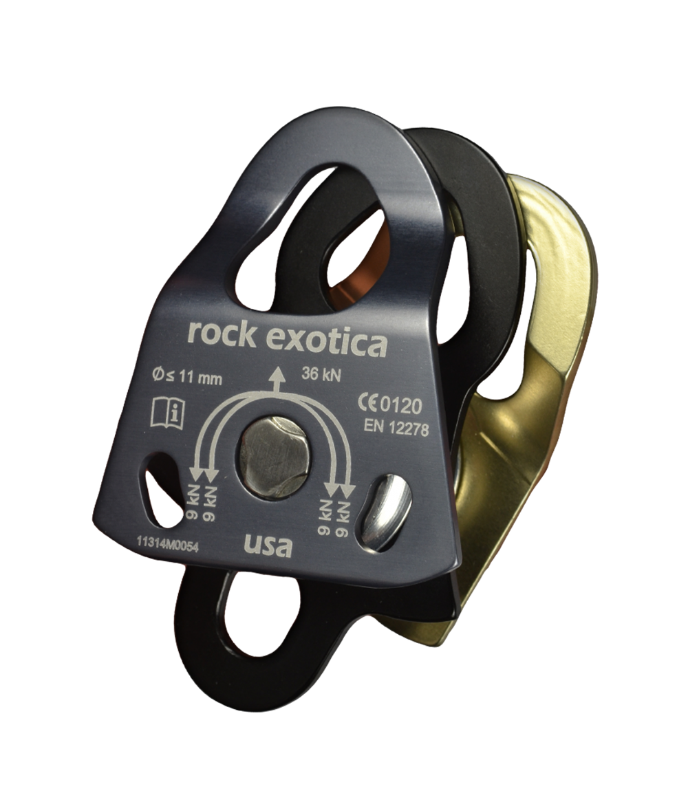 Блок Rock Exotica Rescue Duoble 1.6 Дюралюминий Вес 254 г Рабочая нагрузка 9 kN Диаметр веревки 13 мм Разрушающая нагрузка 36 kN, фото 1