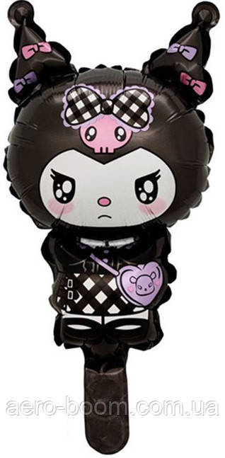 Фольгована кулька міні-фігура КНР (44х23 см) "Kuromi | Куромі" з бантом, фото 1