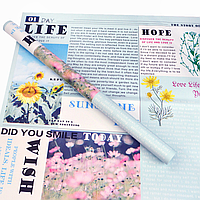 Плівка (калька) в листах "Газета з квітами на блідо-блакитному" (58 см х 58 см) 5 листів