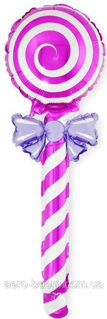Фольгована кулька міні-фігура КНР (47х17 см) Тростина карамель фуксія, фото 1