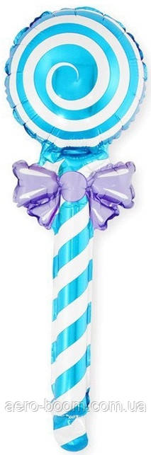 Фольгована кулька міні-фігура КНР (47х17 см) Тростина карамель блакитна, фото 1