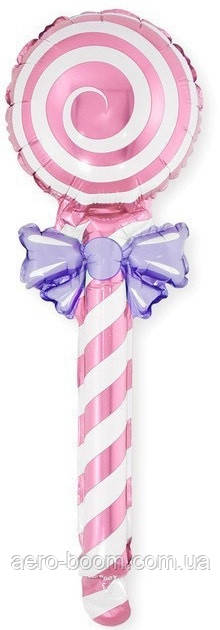 Фольгована кулька міні-фігура КНР (47х17 см) Тростина карамель рожева, фото 1