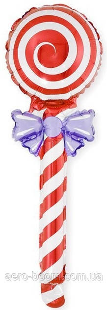 Фольгована кулька міні-фігура КНР (47х17 см) Тростина карамель червона, фото 1
