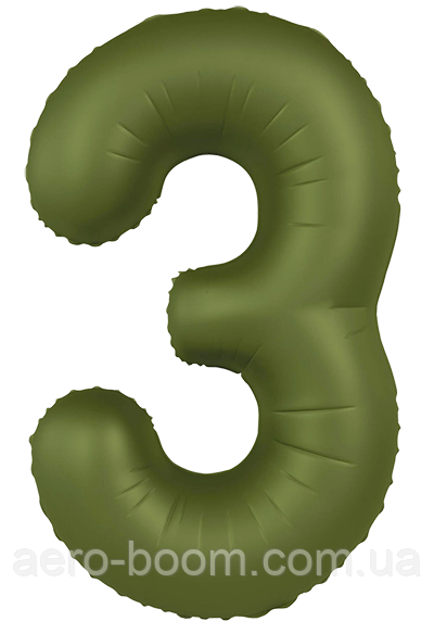 Фольгована цифра Flexmetal 40"(101 см) SLIM Matte Olive Green | Оливково-зелена 3, фото 1