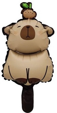 Фольгована кулька міні-фігура КНР (20х42 см) Капібара з мандаринкою, фото 1