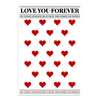 Плівка (калька) в листах "LOVE YOU FOREVER" великі серця" (35 см х 50 см) 5 листів
