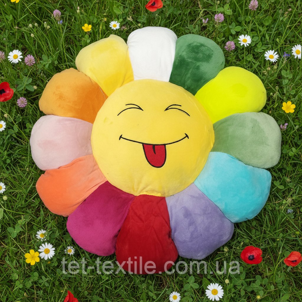 М'яка іграшка-подушка Смайлик квітка 45 см