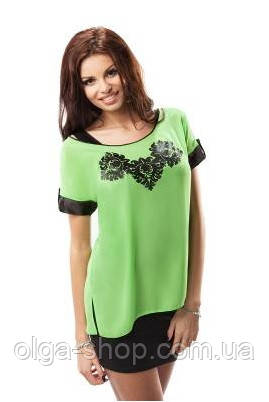 Блузка жіноча красива яскрава легка зелена Enny 17006, фото 1