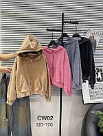 Кофта підліткова на блискавці з капюшоном на дівчинку 120-170 см (2кв) "AMD" купити гуртом в Одесі на 7км